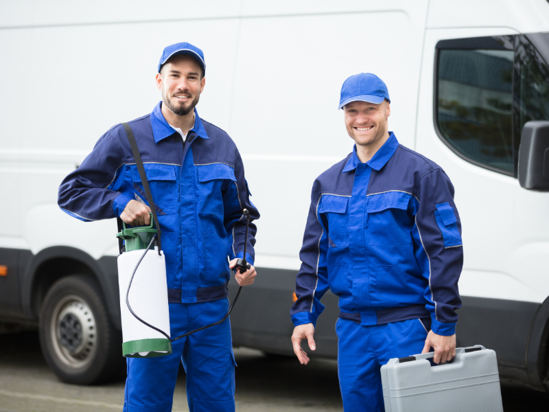 Professional pest control technicians at work